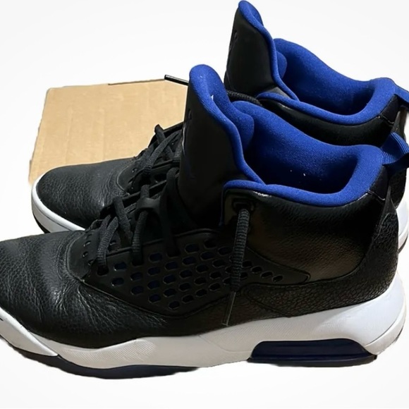 Nike Airco Jumpman Black Tennis Shoes w/ Blue Jordan Logo, Men’s Sz 12, Preowned - Picture 4 of 6